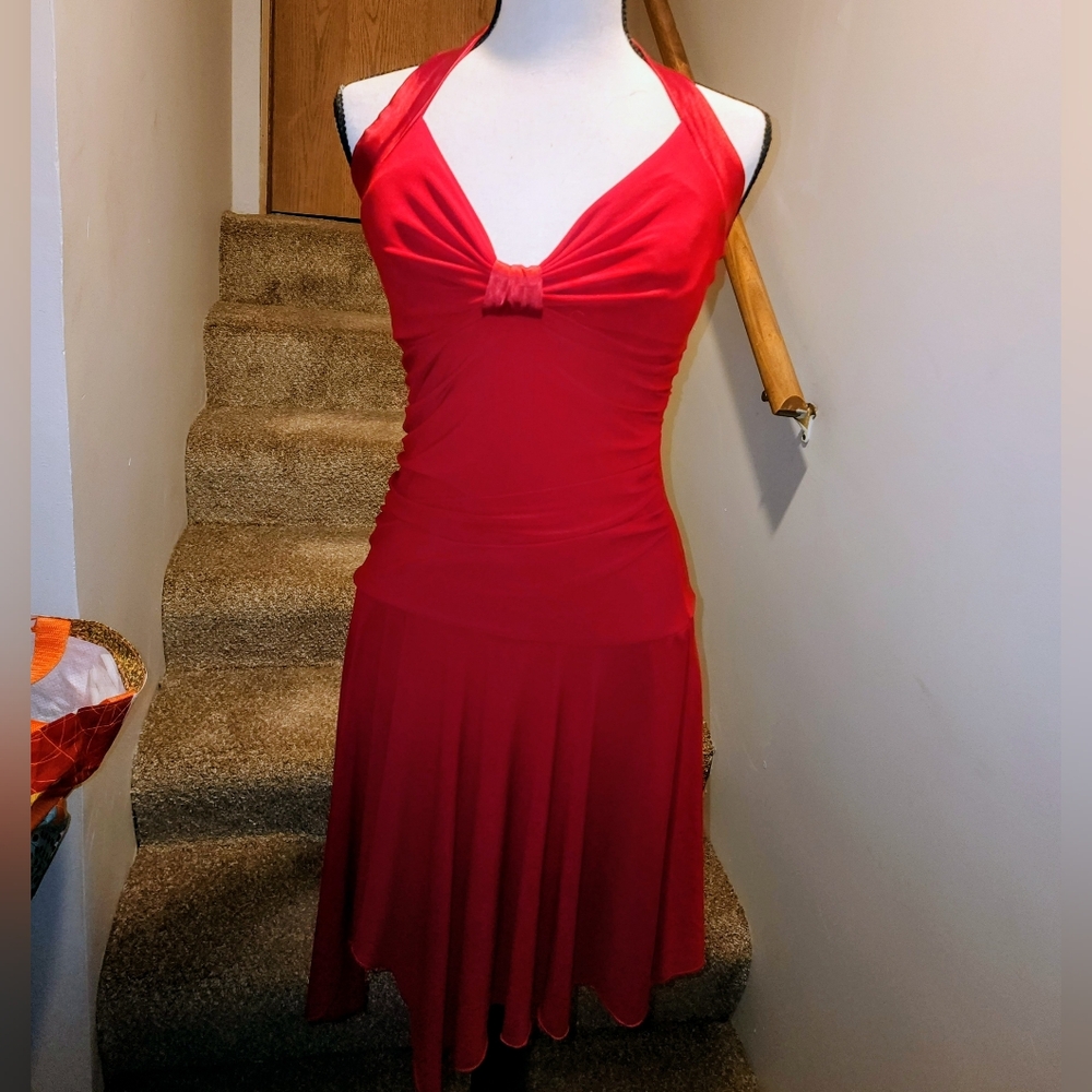 Vintage Taboo Elegant Red Halter Dress L